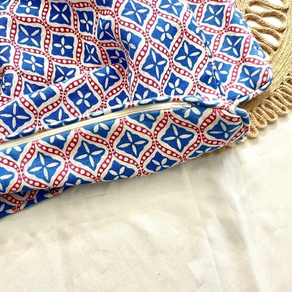 Red White and Blue Geometric Pillow Case 20" x 20" Set of Two - Picture 3 of 7